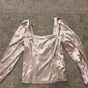 Anthropologie Blush Velvet Blouse